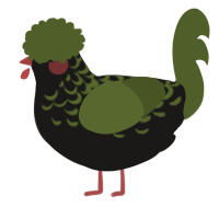 A sable and olive chicken with a half-lace pattern