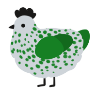 A mist and leaf chicken with a speckle pattern