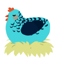 A aqua and tumblr chicken with a half-lace pattern