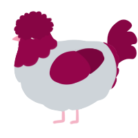 A mist and maroon chicken with a head pattern