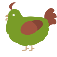 A chartreuse and russet chicken