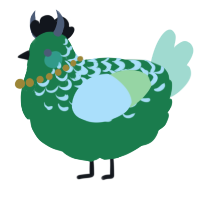 A viridian and apple chicken with a half-lace pattern