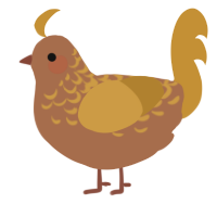 A brown and gold chicken with a half-lace pattern