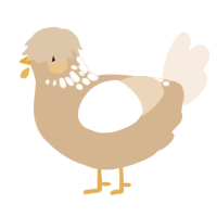 A beige and cream chicken with a neck-speckle pattern