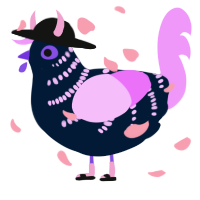 A tumblr and lavender chicken with a half-bar pattern