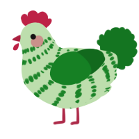 A gluppy and leaf chicken with a bar pattern