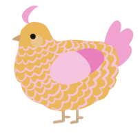 A honey and pink chicken with a lace pattern