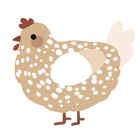 A beige and cream chicken with a speckle pattern