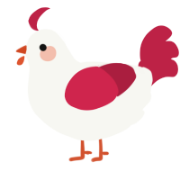 A white and crimson chicken