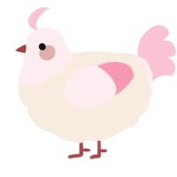A cream and rose chicken with a head pattern