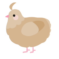 A beige chicken with a head pattern