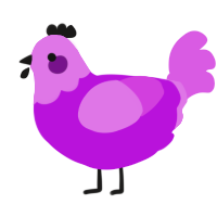 A amethyst and orchid chicken with a head pattern