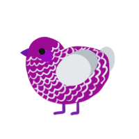 orb, a plum and mist chicken with a lace pattern