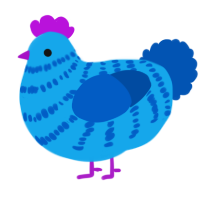 A sky and ultramarine chicken with a bar pattern