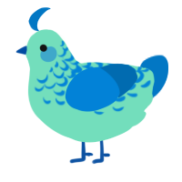 A mint and sapphire chicken with a half-lace pattern