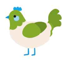 A cream and chartreuse chicken with a head pattern
