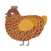 A russet and orange chicken with a lace pattern