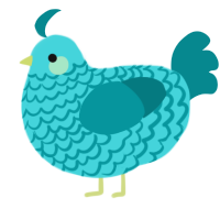 A aqua and teal chicken with a lace pattern