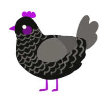 A black and grey chicken with a lace pattern