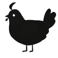 A black chicken with a head pattern