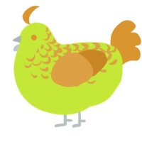 A lime and orange chicken with a half-lace pattern