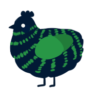 A tumblr and viridian chicken with a bar pattern