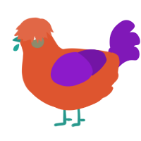 A vermilion and violet chicken