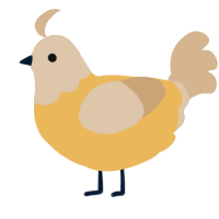 A honey and beige chicken with a head pattern