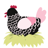 A black and rose chicken with a lace pattern