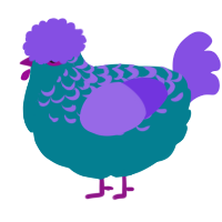 A sea and blurple chicken with a half-lace pattern