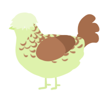 A apple and brown chicken with a half-lace pattern