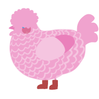 A pink chicken with a lace pattern