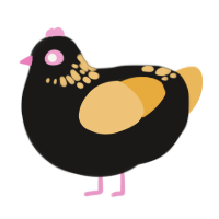 A sable and honey chicken with a neck-speckle pattern