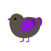 Pneumonia Joker, a olive and violet chicken with a bar pattern