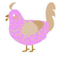 A lavender and beige chicken with a speckle pattern