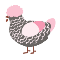 A grey and rose chicken with a lace pattern