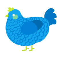 A sky and sapphire chicken with a lace pattern