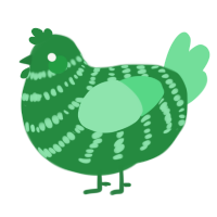 A viridian and spring chicken with a bar pattern