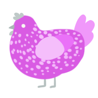 Orchid, a orchid and lavender chicken with a speckle pattern