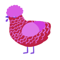 A crimson and orchid chicken with a lace pattern