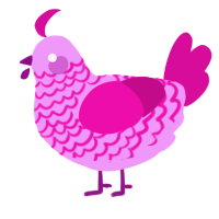 A lavender and fuchsia chicken with a lace pattern