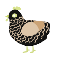 A black and beige chicken with a lace pattern