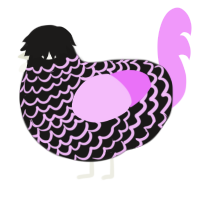 A sable and lavender chicken with a lace pattern