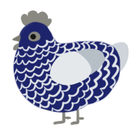 A navy and mist chicken with a lace pattern