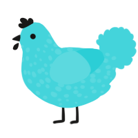 A aqua chicken with a speckle pattern