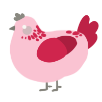 A rose and crimson chicken with a neck-speckle pattern