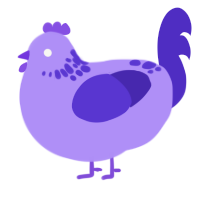 A lilac and indigo chicken with a neck-speckle pattern