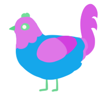 A sky and orchid chicken with a head pattern