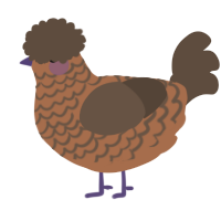 A brown and bark chicken with a lace pattern