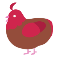 A russet and crimson chicken with a head pattern